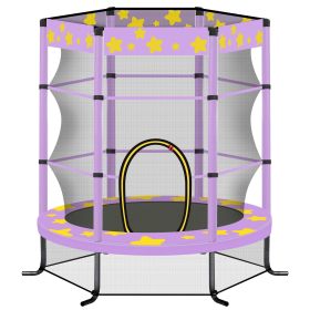 55 Inch Kids Trampoline with Safety Enclosure Net, 4.5FT Outdoor Indoor Trampoline for Kids (Purple)