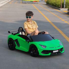 Licensed Lamborghini 24V Kids Ride On Electric Cars, Battery Powered Drifting Car with Double PU Seats, Remote Control, High-Low Speed, LED Lights