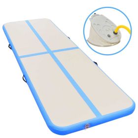 Inflatable Gymnastics Mat with Pump 236.2"x39.3"x3.9" PVC Blue