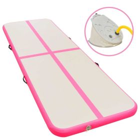 Inflatable Gymnastics Mat with Pump 236.2"x39.4"x3.9" PVC Pink