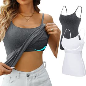 Womens Camisole Sleeveless Cami Vest Top Yoga Tank Tops (Color: Grey, size: XL)