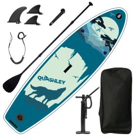 US Warehouse free shipping Inflatable Paddle Board, Stand Up Paddle Boards for Adults, Sup Board for Fishing, Wide Stance for All Levels (Color: Q-MOON)